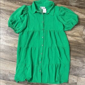 She + Sky Green Button-Up Dress